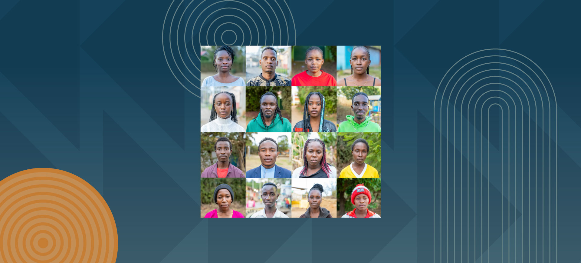 Grid of 16 portrait photos showing diverse community members of different ages and backgrounds